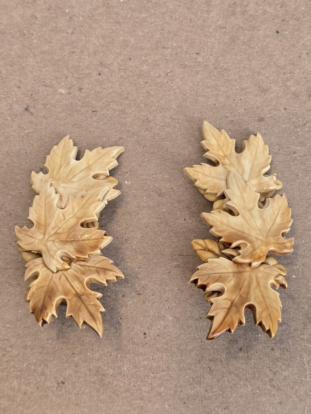 Maple Leaf Celluoid Vintage Clip On Earrings